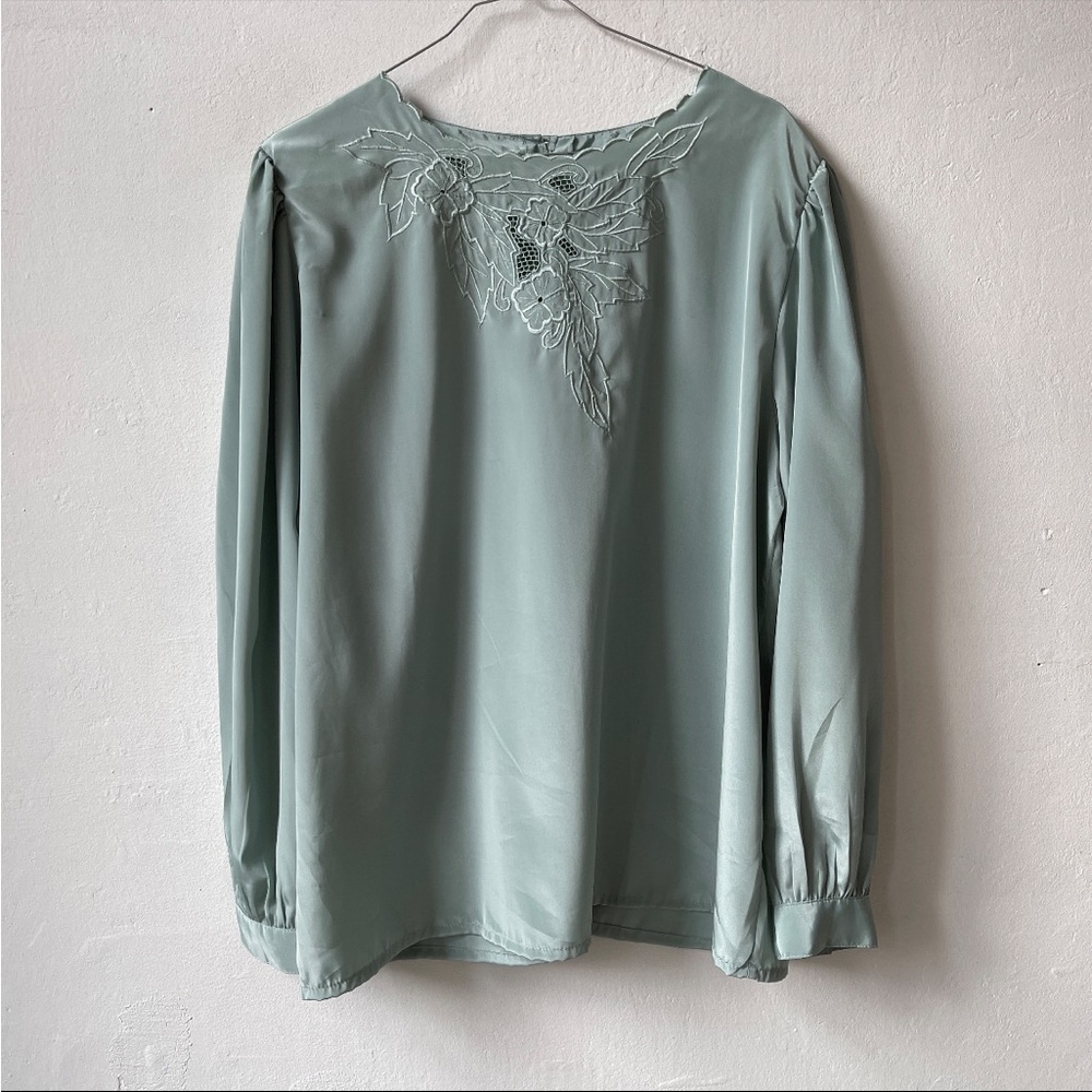 Sage embroidered blouse